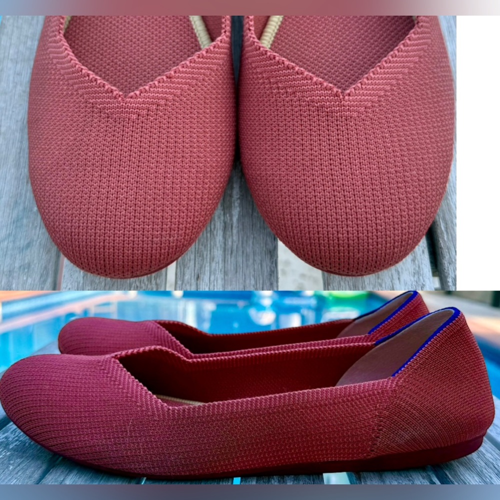 Women's Knit Ballet Flats in Brick Red